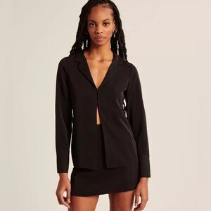 NWT Abercrombie & Fitch Black Long-Sleeve Closure Set Top
